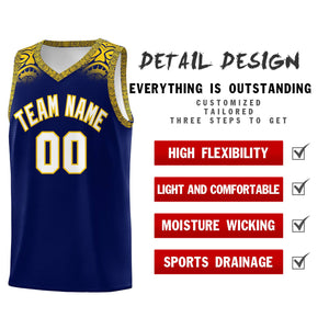 Custom Royal Gold Personalized Indians Print Sets Sports Uniform Basketball Jersey