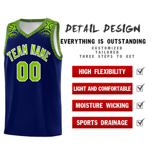 Custom Royal Neon Green Personalized Indians Print Sets Sports Uniform Basketball Jersey