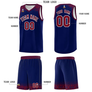 Custom Royal Crimson Personalized Indians Print Sets Sports Uniform Basketball Jersey