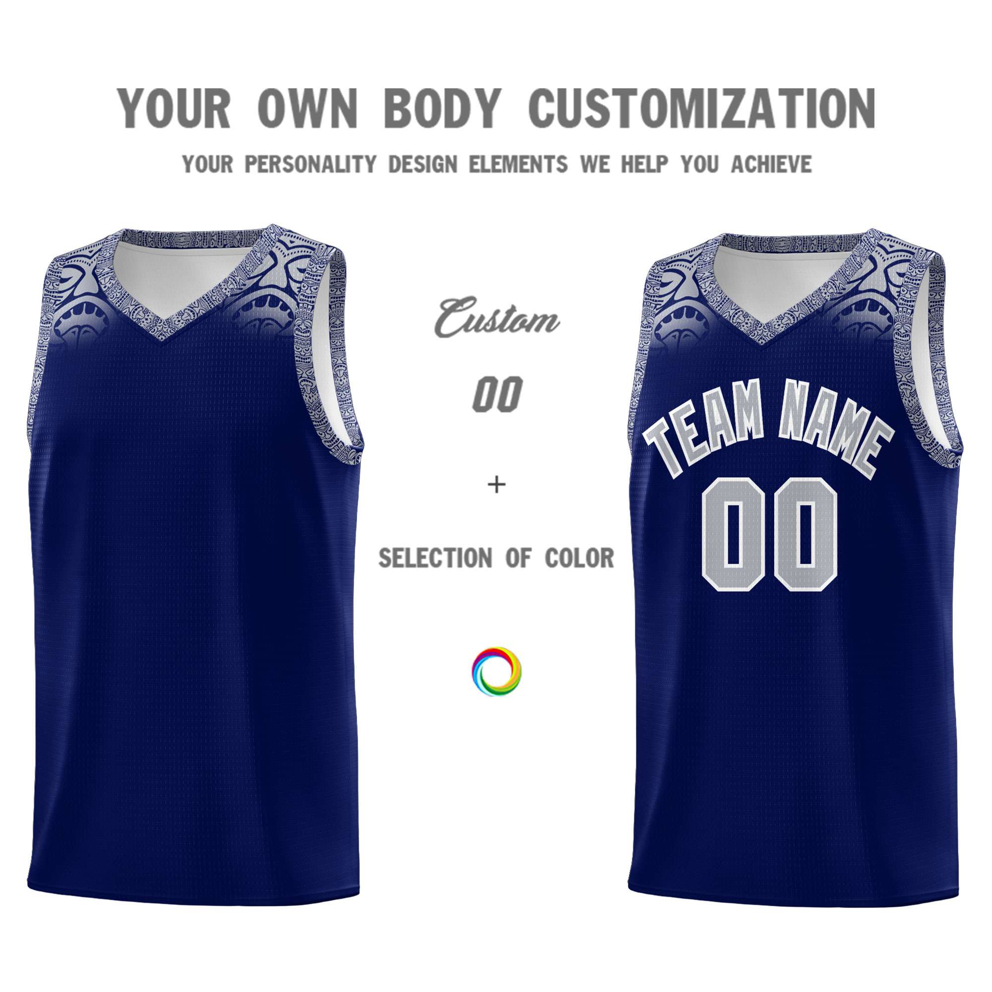 Custom Royal Gray Personalized Indians Print Sets Sports Uniform Basketball Jersey