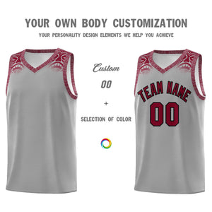 Custom Gray Crimson Personalized Indians Print Sets Sports Uniform Basketball Jersey