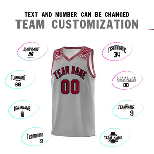 Custom Gray Crimson Personalized Indians Print Sets Sports Uniform Basketball Jersey