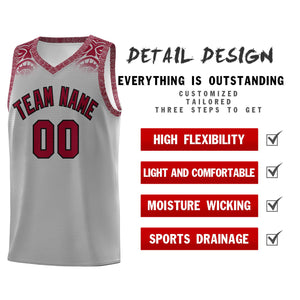 Custom Gray Crimson Personalized Indians Print Sets Sports Uniform Basketball Jersey