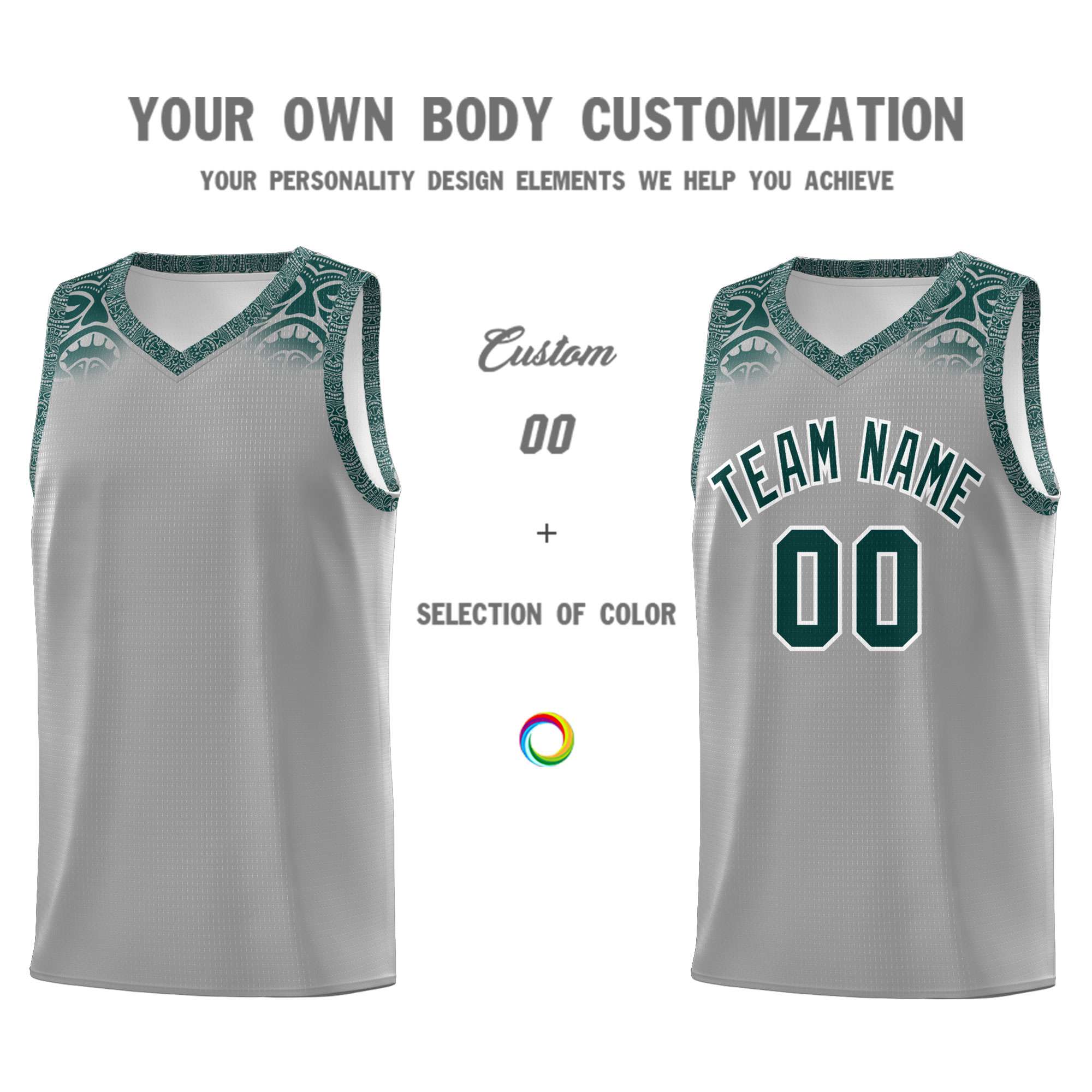 Custom Gray Midnight Green Personalized Indians Print Sets Sports Uniform Basketball Jersey