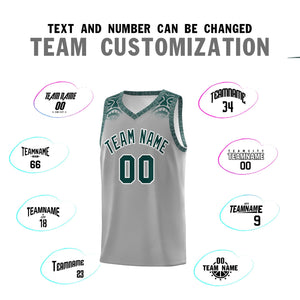 Custom Gray Midnight Green Personalized Indians Print Sets Sports Uniform Basketball Jersey