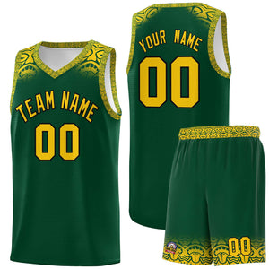 Custom Green Gold Personalized Indians Print Sets Sports Uniform Basketball Jersey