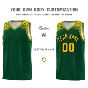 Custom Green Gold Personalized Indians Print Sets Sports Uniform Basketball Jersey