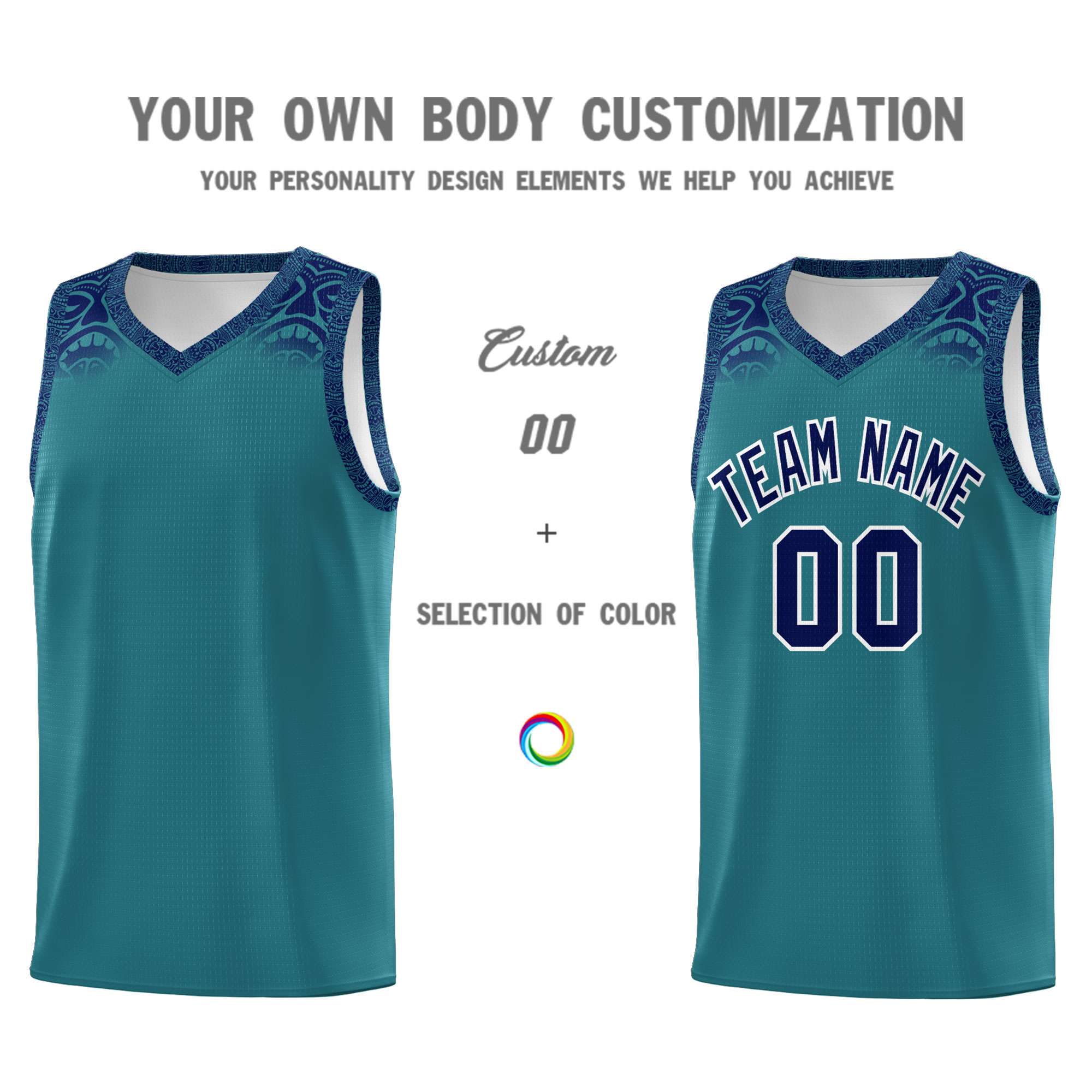 Custom Aqua Royal Personalized Indians Print Sets Sports Uniform Basketball Jersey