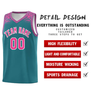 Custom Aqua Pink Personalized Indians Print Sets Sports Uniform Basketball Jersey