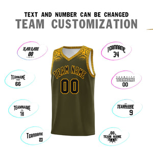 Custom Olive Yellow Personalized Indians Print Sets Sports Uniform Basketball Jersey