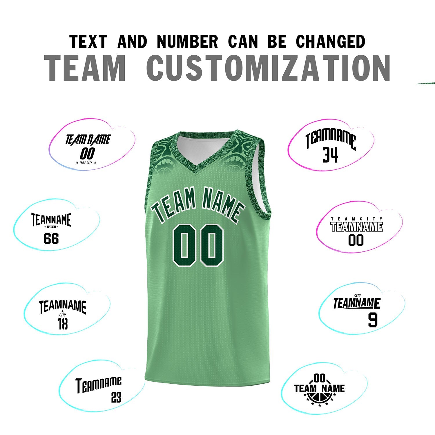 Custom Green Green Personalized Indians Print Sets Sports Uniform Basketball Jersey