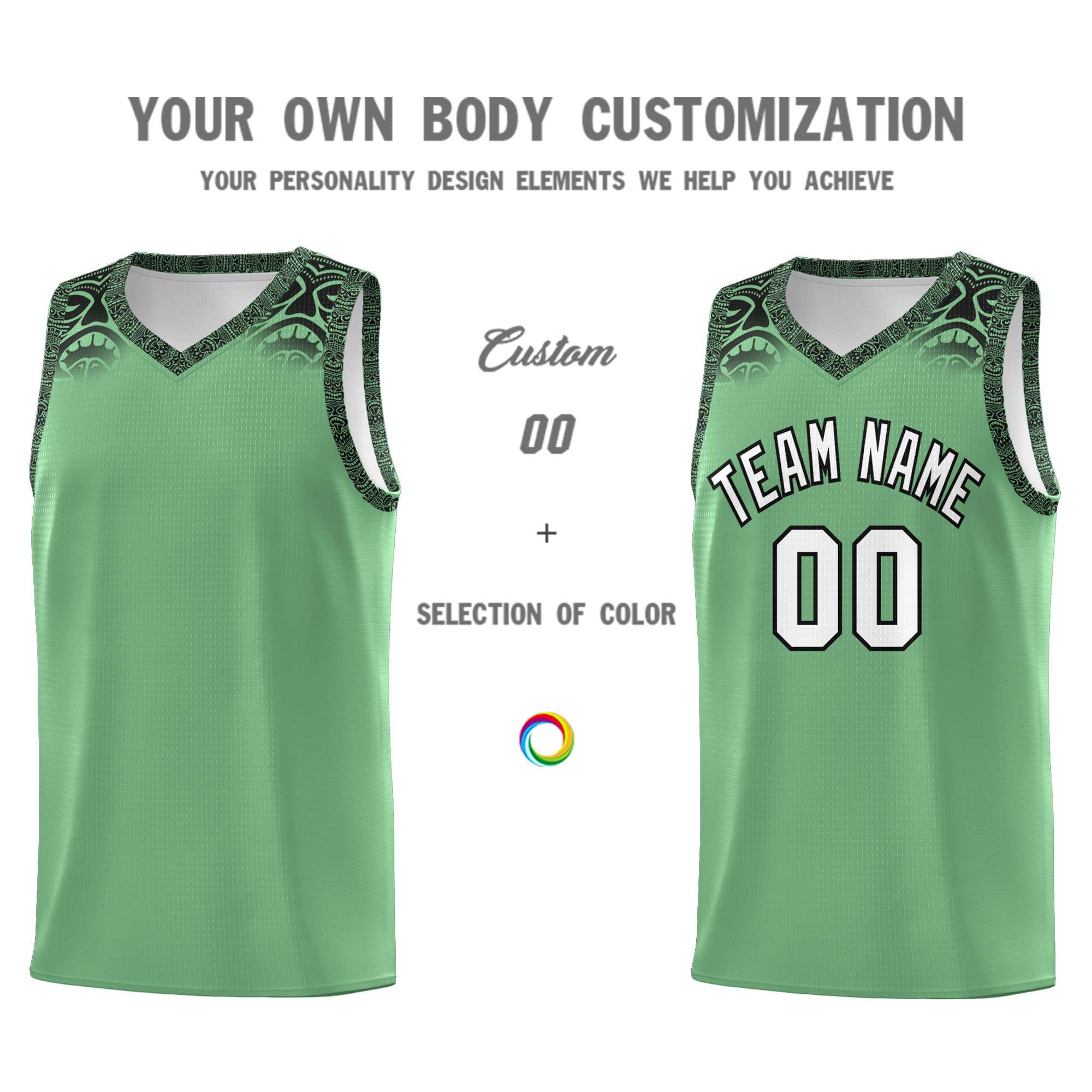 Custom Green Black Personalized Indians Print Sets Sports Uniform Basketball Jersey