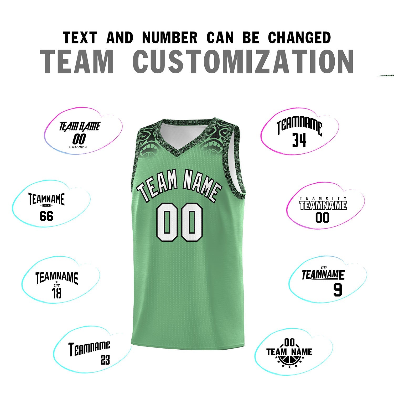 Custom Green Black Personalized Indians Print Sets Sports Uniform Basketball Jersey