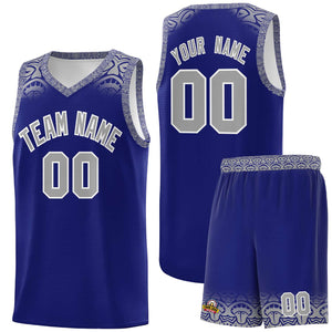 Custom Royal Gray Personalized Indians Print Sets Sports Uniform Basketball Jersey