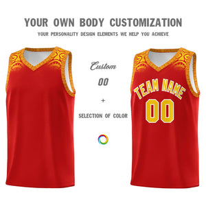 Custom Red Gold Personalized Indians Print Sets Sports Uniform Basketball Jersey