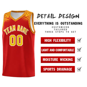 Custom Red Gold Personalized Indians Print Sets Sports Uniform Basketball Jersey