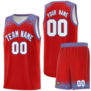 Custom Red Powder Blue Personalized Indians Print Sets Sports Uniform Basketball Jersey