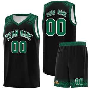 Custom Black Kelly Green Personalized Indians Print Sets Sports Uniform Basketball Jersey