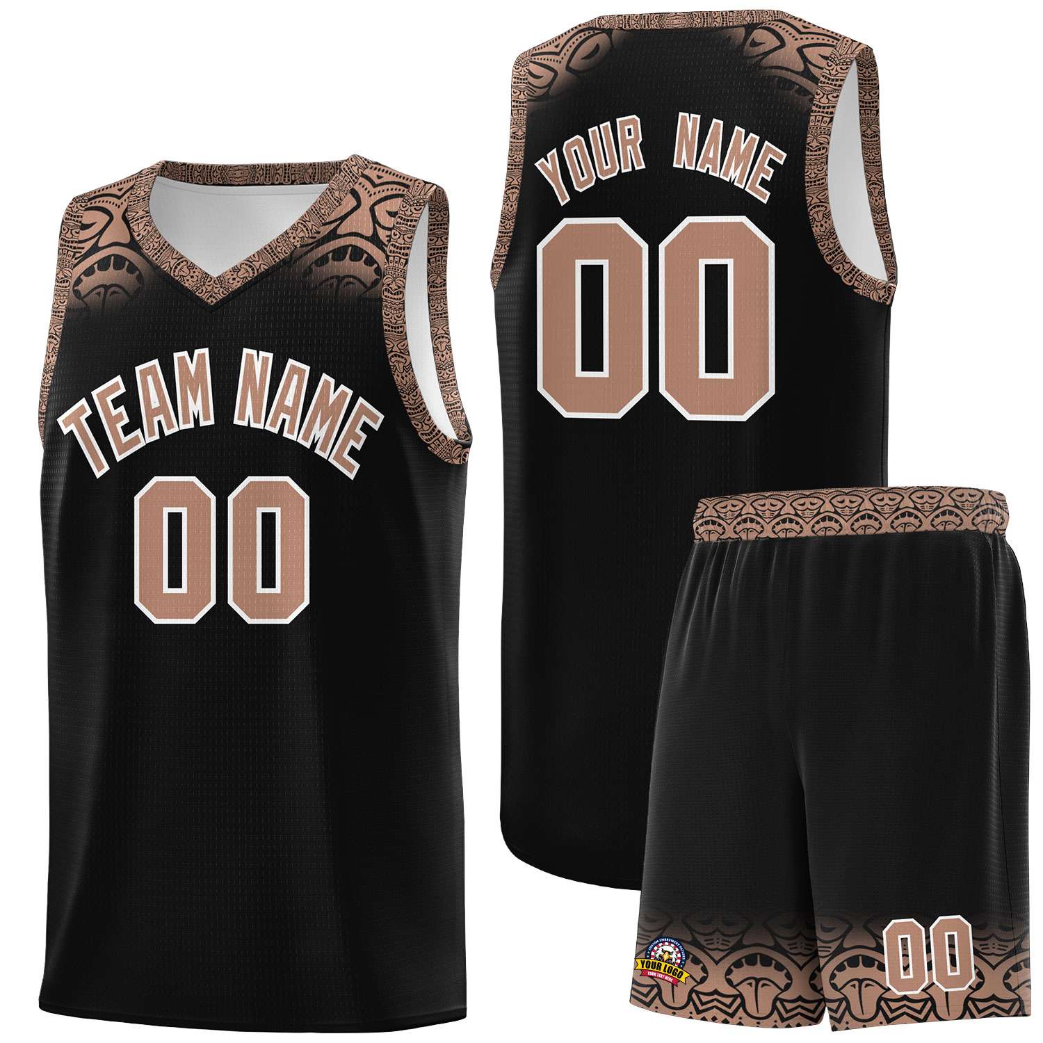 Custom Black Teabrown Personalized Indians Print Sets Sports Uniform Basketball Jersey