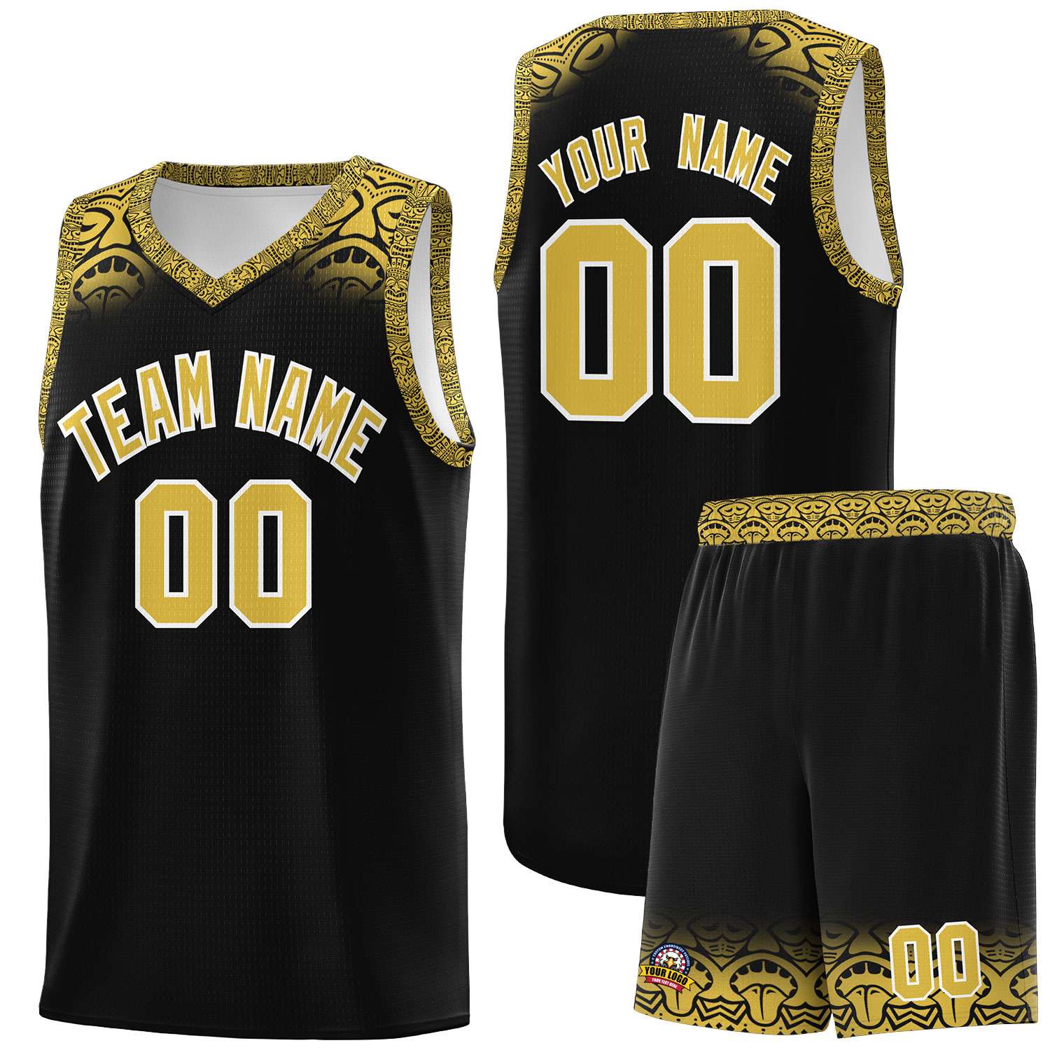 Custom Black Yellow Personalized Indians Print Sets Sports Uniform Basketball Jersey