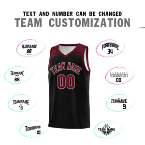 Custom Black Crimson Personalized Indians Print Sets Sports Uniform Basketball Jersey