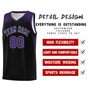 Custom Black Purple Personalized Indians Print Sets Sports Uniform Basketball Jersey