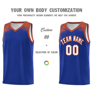 Custom Royal Orange Personalized Indians Print Sets Sports Uniform Basketball Jersey