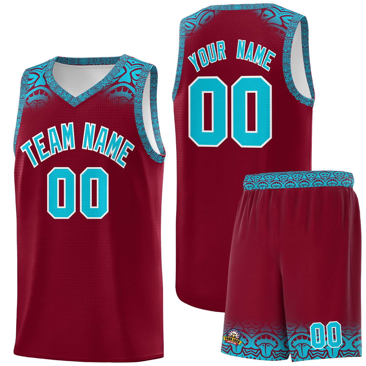 Custom Crimson Sky Blue Personalized Indians Print Sets Sports Uniform Basketball Jersey