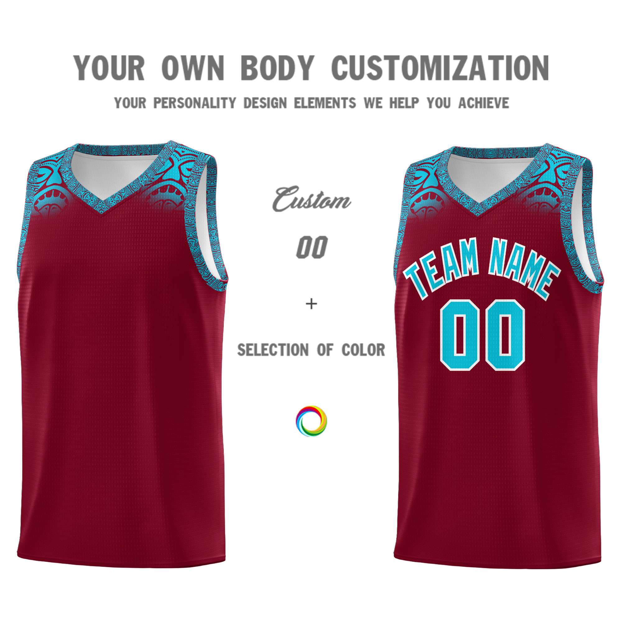 Custom Crimson Sky Blue Personalized Indians Print Sets Sports Uniform Basketball Jersey