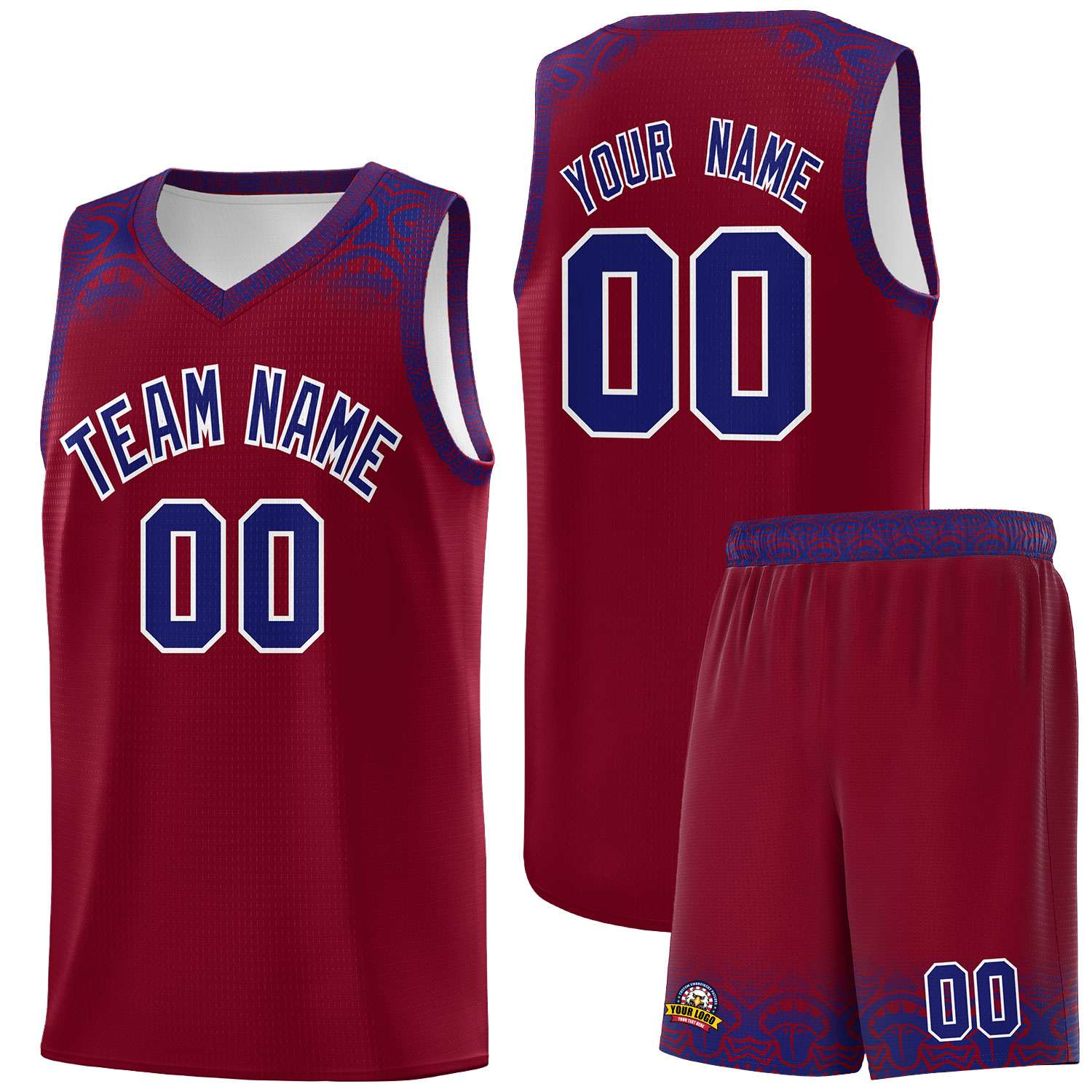 Custom Crimson Royal Personalized Indians Print Sets Sports Uniform Basketball Jersey