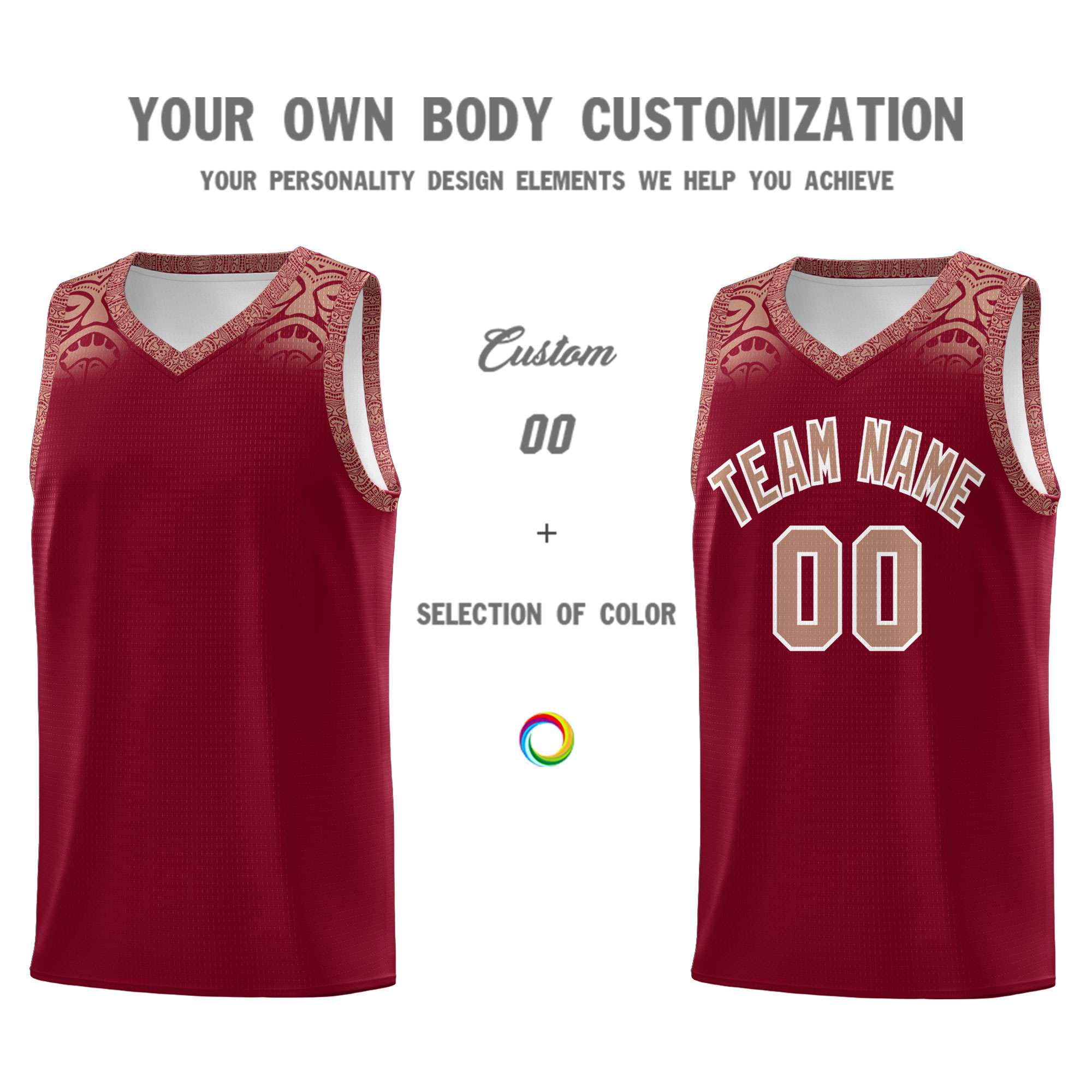 Custom Crimson Teabrown Personalized Indians Print Sets Sports Uniform Basketball Jersey