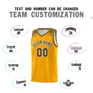 Custom Yellow Olive Personalized Indians Print Sets Sports Uniform Basketball Jersey