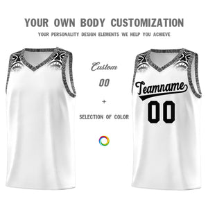 Custom White Black Personalized Indians Print Sets Sports Uniform Basketball Jersey