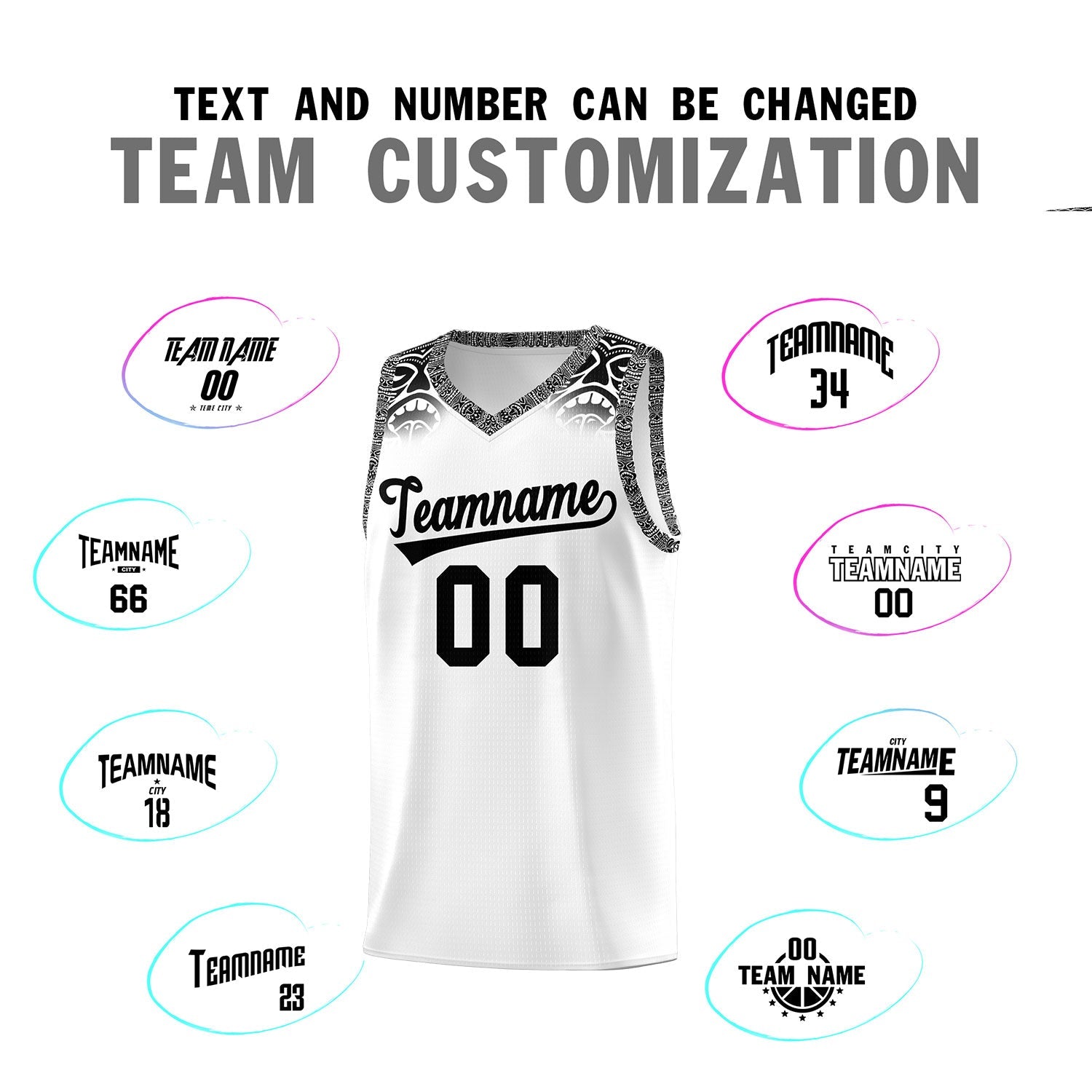 Custom White Black Personalized Indians Print Sets Sports Uniform Basketball Jersey