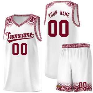 Custom White Crimson Personalized Indians Print Sets Sports Uniform Basketball Jersey