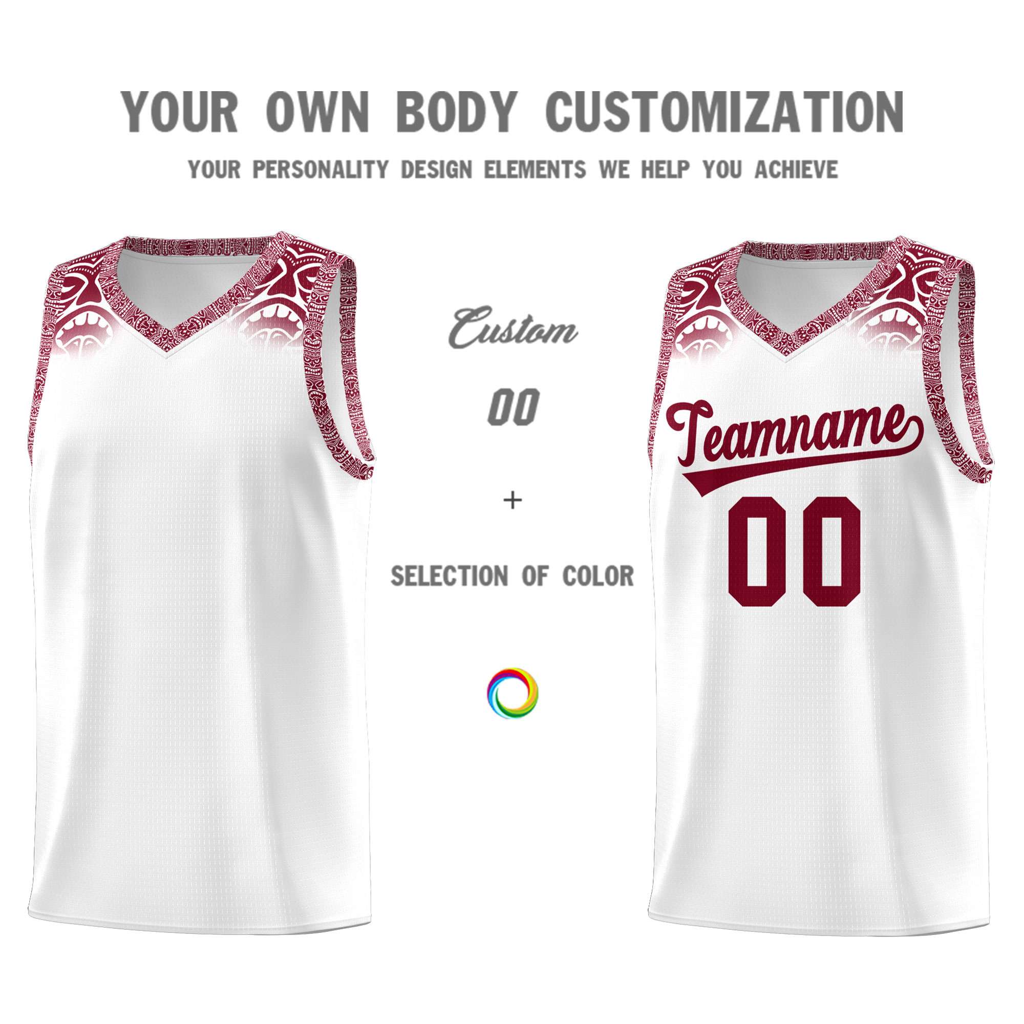 Custom White Crimson Personalized Indians Print Sets Sports Uniform Basketball Jersey