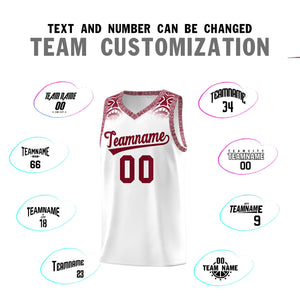 Custom White Crimson Personalized Indians Print Sets Sports Uniform Basketball Jersey