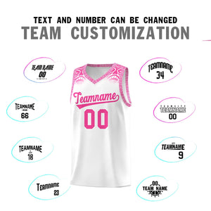 Custom White Pink Personalized Indians Print Sets Sports Uniform Basketball Jersey