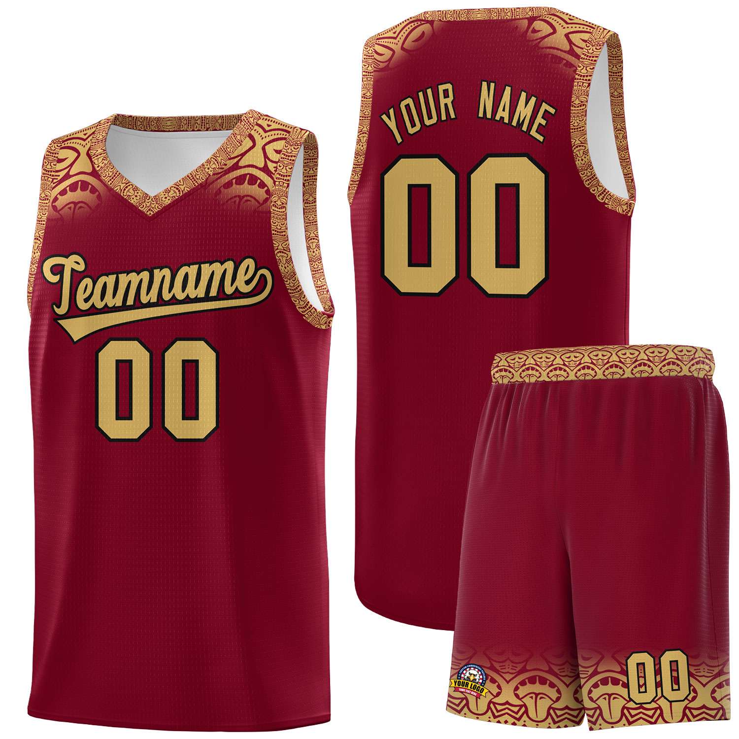 Custom Crimson Old Gold Personalized Indians Print Sets Sports Uniform Basketball Jersey