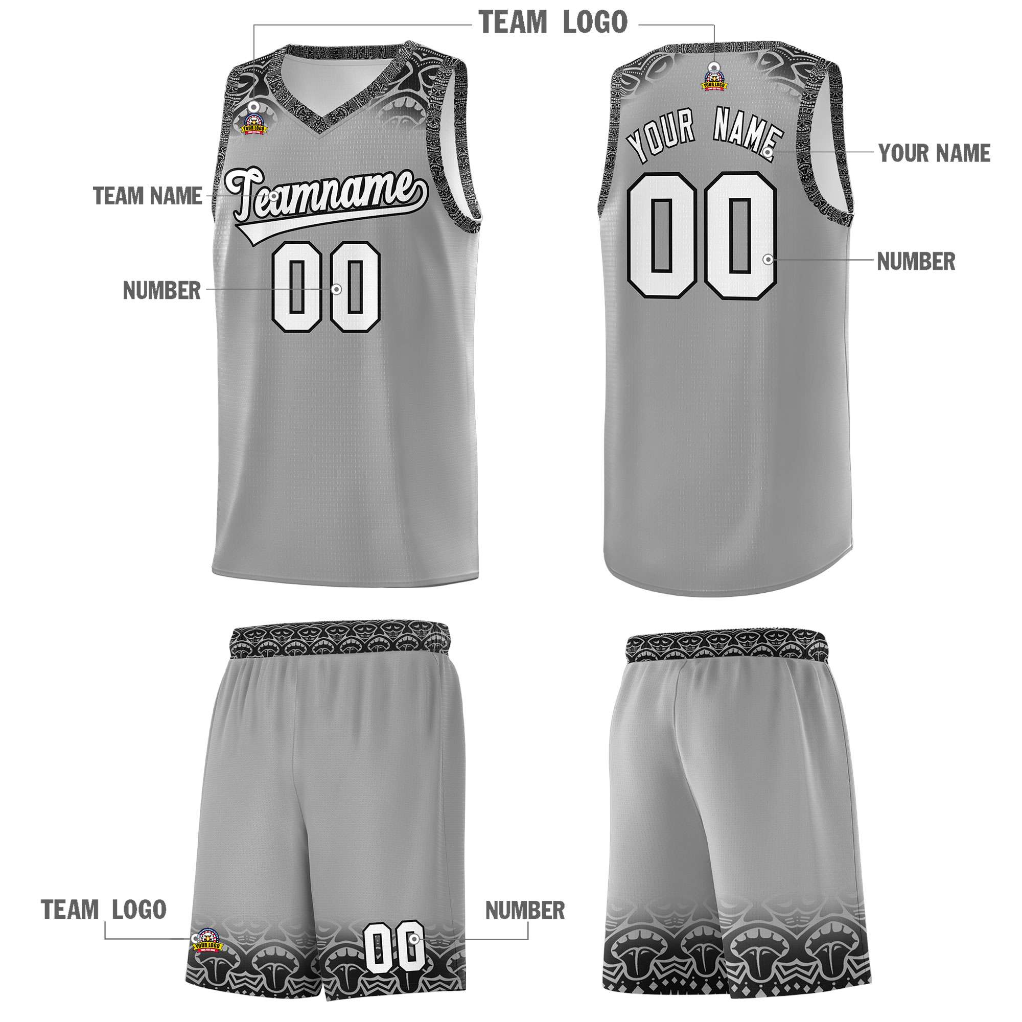 Custom Dark Gray Black Personalized Indians Print Sets Sports Uniform Basketball Jersey