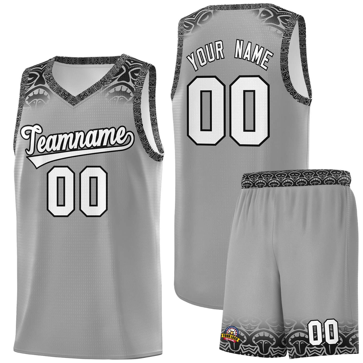 Custom Dark Gray Black Personalized Indians Print Sets Sports Uniform Basketball Jersey