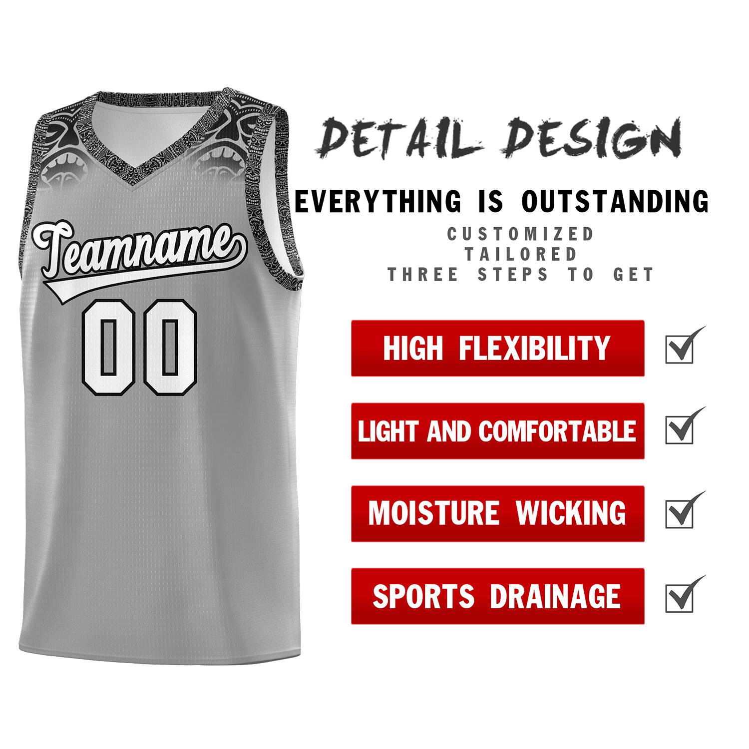 Custom Dark Gray Black Personalized Indians Print Sets Sports Uniform Basketball Jersey