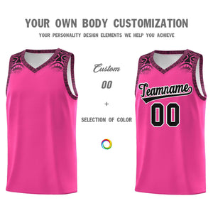 Custom Pink Black Personalized Indians Print Sets Sports Uniform Basketball Jersey