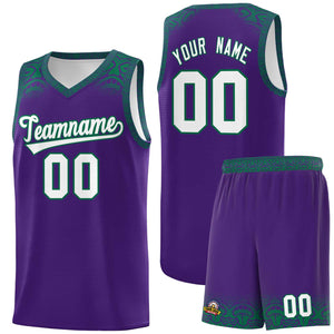 Custom Purple Kelly Green Personalized Indians Print Sets Sports Uniform Basketball Jersey