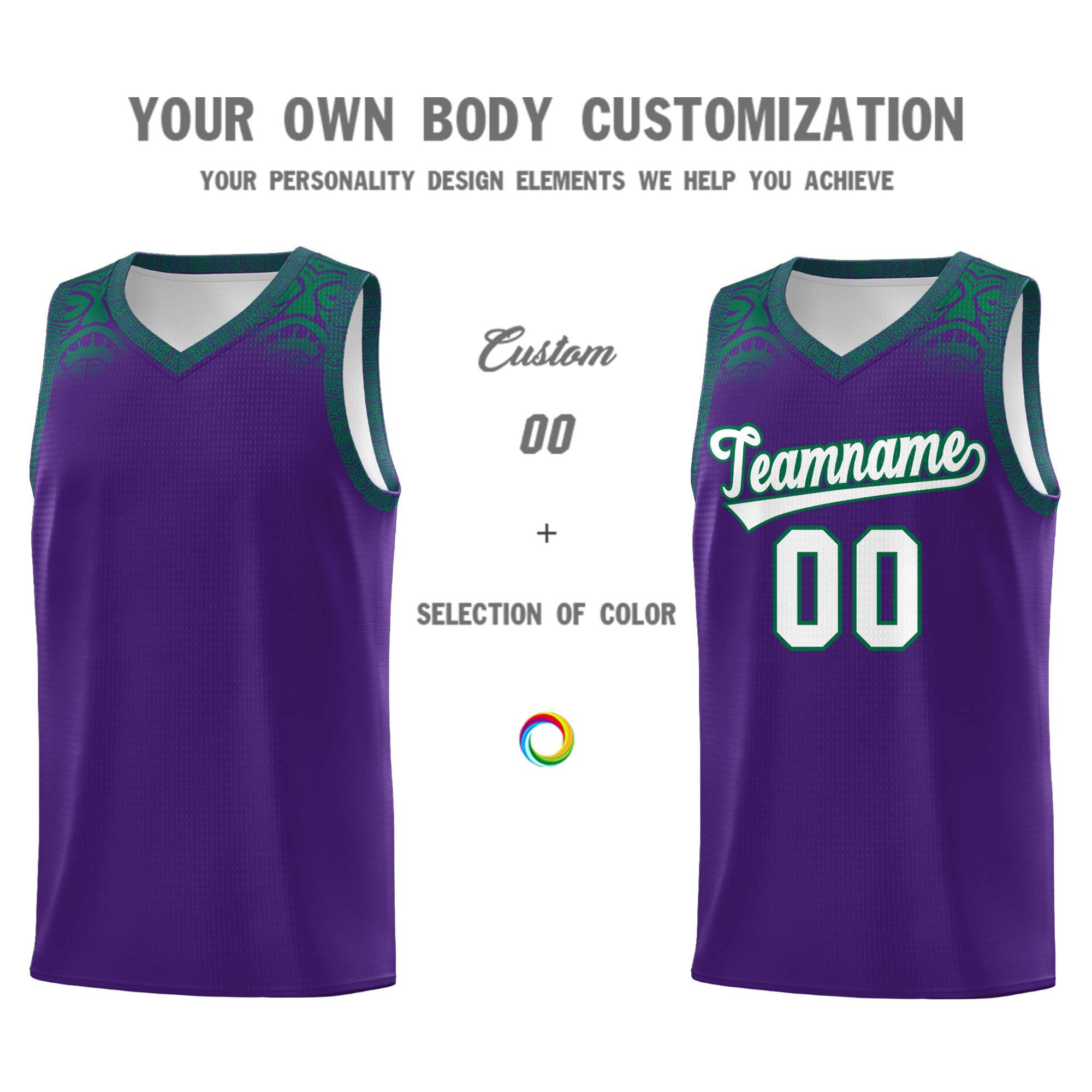 Custom Purple Kelly Green Personalized Indians Print Sets Sports Uniform Basketball Jersey