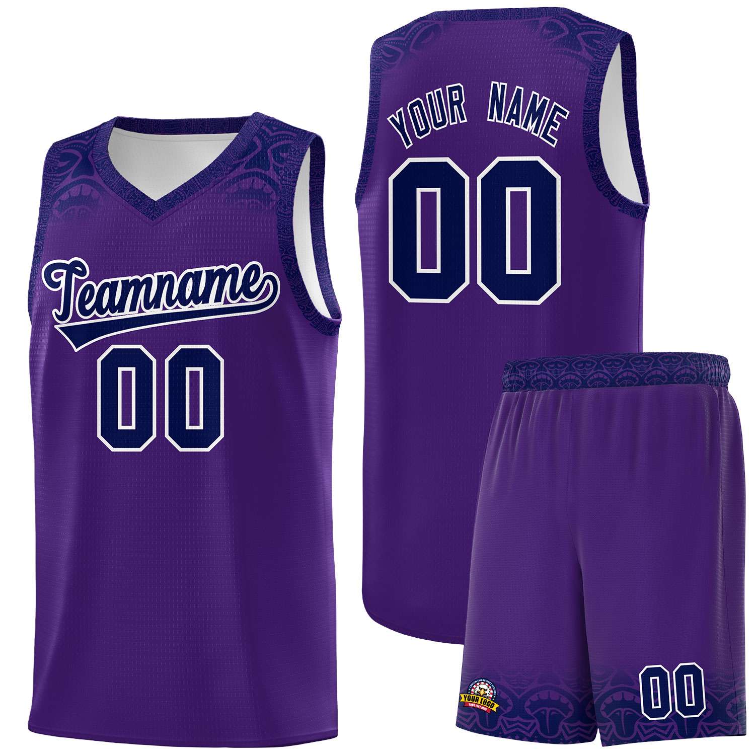 Custom Purple Royal Personalized Indians Print Sets Sports Uniform Basketball Jersey