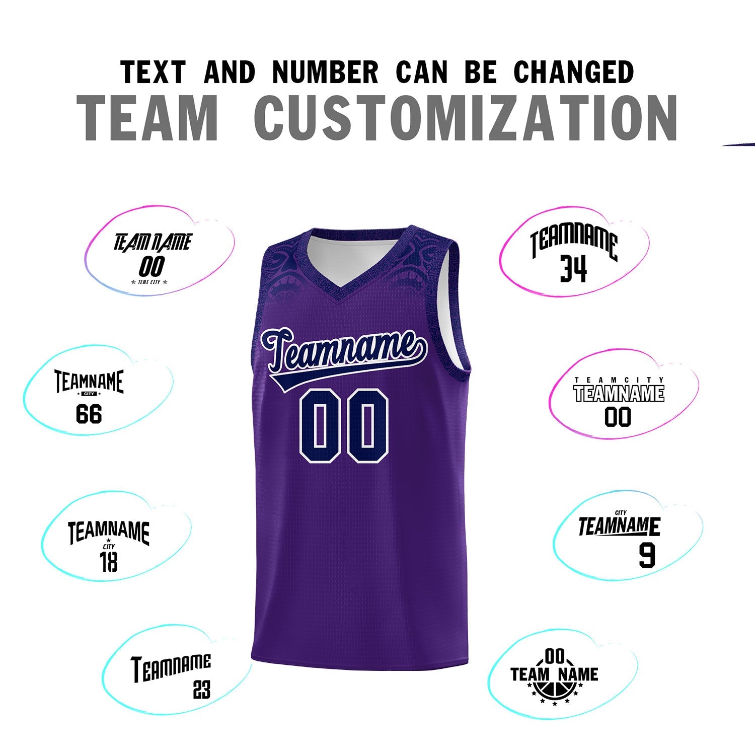 Custom Purple Royal Personalized Indians Print Sets Sports Uniform Basketball Jersey