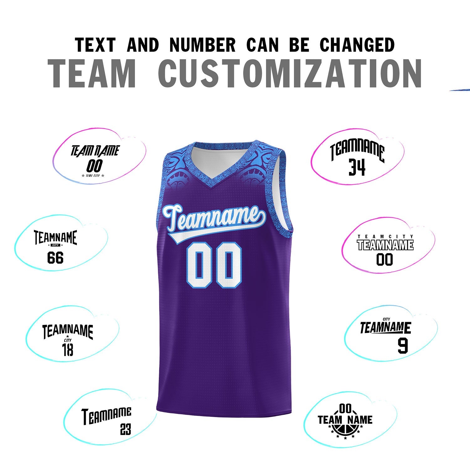 Custom Purple Powder Blue Personalized Indians Print Sets Sports Uniform Basketball Jersey