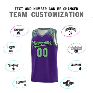 Custom Purple Green Personalized Indians Print Sets Sports Uniform Basketball Jersey