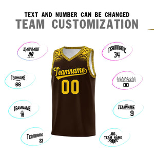 Custom Brown Gold Personalized Indians Print Sets Sports Uniform Basketball Jersey